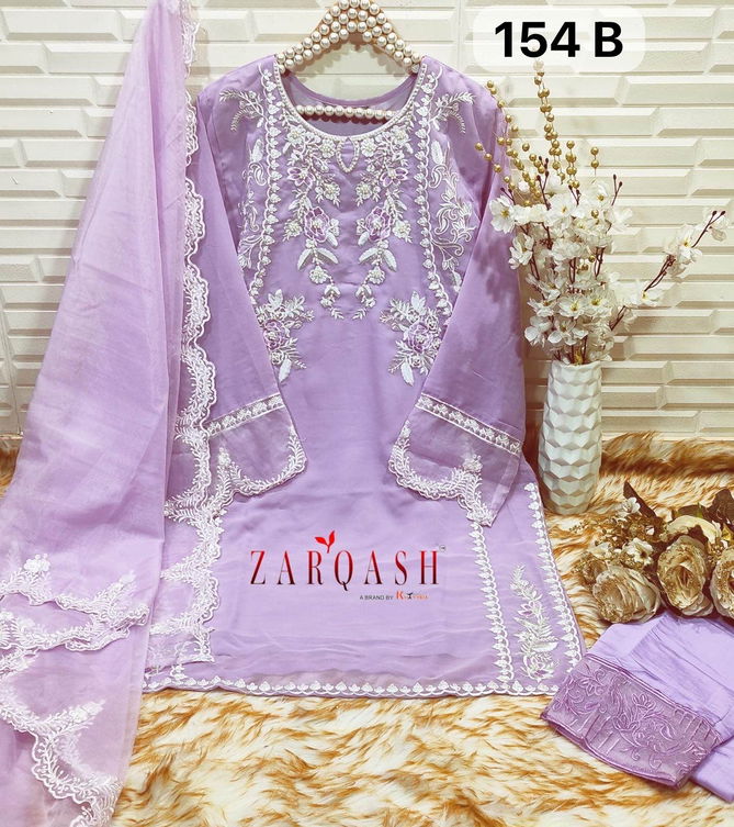 Z 154 Zarqash Embroidery Faux Georgette Pakistani Readymade Suits Wholesale Market In Surat